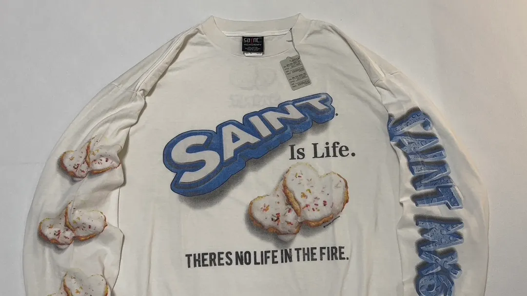 SAINT Mxxxxxx HEART COOKIES L/S TEE/WHT Love Oreo printed long sleeves Off-white S-XL Customized co-branded main mark/wash mark Correct version Ready-made garments washed and distressed VINTAGE feeling Top-notch printing technology Perfect restoration